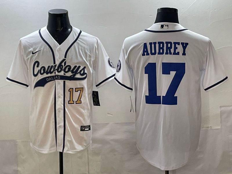 Men 2025 Dallas Cowboys #17 Aubrey white Joint Name Nike Limited NFL Jersey style 03